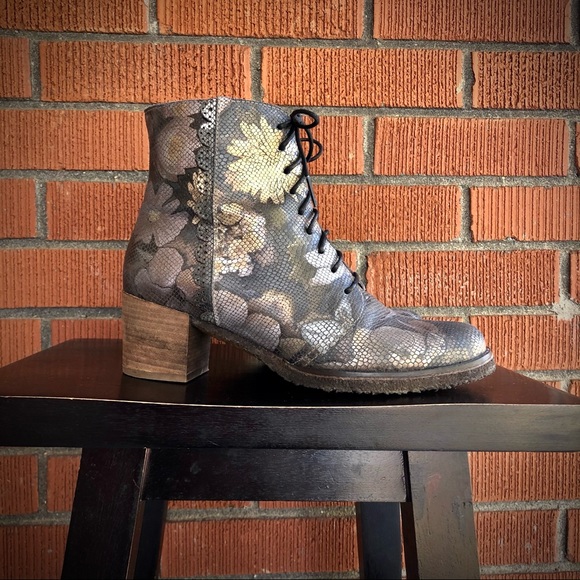 Ankle Boots booties leather shimmer with zip - Picture 2 of 9